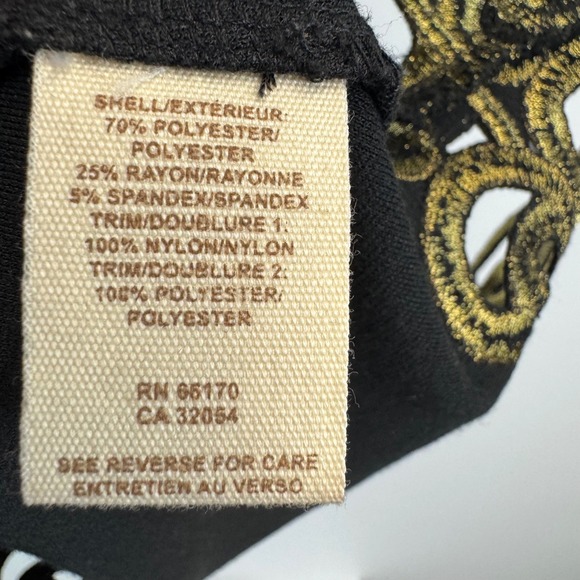 Free People Black Gold Embroidered Sleeveless Mini Dress Size 4 Floral Cutout - Picture 4 of 14